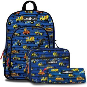 imageLone Cone Kids Backpacks for Boys ampamp Girls Sizes for Preschool Through Elementary Construction Monsters Kit 15quot Backpack wLunch Box
