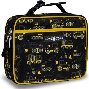 imageLone Cone Kids Insulated Lunch Box  Fun Patterns for Boys and Girls Construction Zone Standard