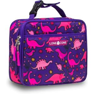 imageLone Cone Kids Insulated Lunch Box  Fun Patterns for Boys and Girls PinkOSaurus Rex XLarge