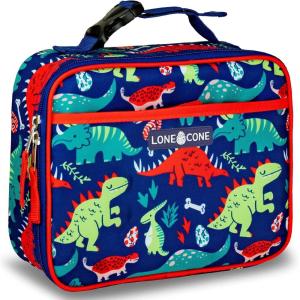 imageLone Cone Kids Insulated Lunch Box  Fun Patterns for Boys and Girls SnackOSaurus XLarge