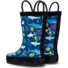 imageLone Cone Elementary Collection  Premium Natural Rubber Rain Boots with Matte Finish for Toddlers and KidsShark Attack