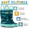 imageLone Cone Elementary Collection  Premium Natural Rubber Rain Boots with Matte Finish for Toddlers and KidsShark Attack Turquoise Trim