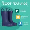 imageLone Cone Premium Natural Rubber Rain Boots for Toddlers and Kids with Solid DesignRibbon Blue