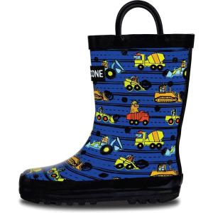 imageLone Cone Elementary Collection  Premium Natural Rubber Rain Boots with Matte Finish for Toddlers and KidsConstruction Monsters
