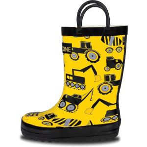 imageLone Cone Elementary Collection  Premium Natural Rubber Rain Boots with Matte Finish for Toddlers and KidsConstruction Zone