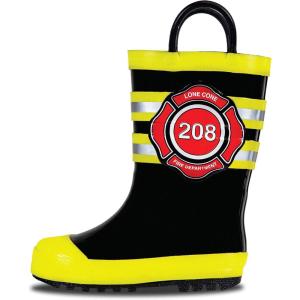 imageLone Cone Elementary Collection  Premium Natural Rubber Rain Boots with Matte Finish for Toddlers and KidsFire Chief