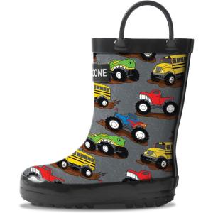 imageLone Cone Elementary Collection  Premium Natural Rubber Rain Boots with Matte Finish for Toddlers and KidsMonster Truck