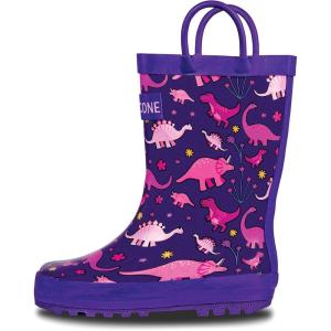 imageLone Cone Elementary Collection  Premium Natural Rubber Rain Boots with Matte Finish for Toddlers and KidsPinkosaurus Rex