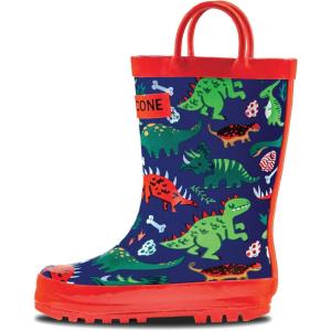 imageLone Cone Elementary Collection  Premium Natural Rubber Rain Boots with Matte Finish for Toddlers and KidsPuddleasaurus Dinosaur