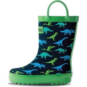 imageLone Cone Elementary Collection  Premium Natural Rubber Rain Boots with Matte Finish for Toddlers and KidsRealistic Dinosaur