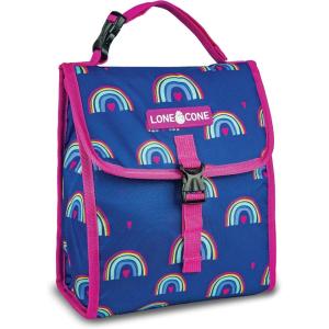 imageLone Cone Kids Insulated Fabric Lunchbag  Fun Patterns for Boys and Girls Rainbow Hearts Standard
