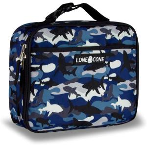 imageLone Cone Kids Insulated Lunch Box  Fun Patterns for Boys and Girls Shark Shadows Camo Standard