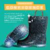 imageLONECONE Glitter Waterproof LightUp Toddler Rain Boots with Easy Pull on Handles  Comfortable Shiny Kids Rain Boots for Boys and Girls  Fun ampamp Safe Outdoor Play for All SeasonsGlitter Black