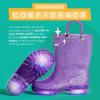 imageLONECONE Glitter Waterproof LightUp Toddler Rain Boots with Easy Pull on Handles  Comfortable Shiny Kids Rain Boots for Boys and Girls  Fun ampamp Safe Outdoor Play for All SeasonsGlitter Purple