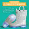 imageLONECONE Glitter Waterproof LightUp Toddler Rain Boots with Easy Pull on Handles  Comfortable Shiny Kids Rain Boots for Boys and Girls  Fun ampamp Safe Outdoor Play for All SeasonsGlitter Silver