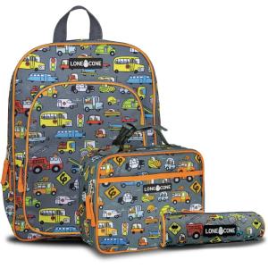 imageLone Cone Kids Backpacks for Boys ampamp Girls Sizes for Preschool Through Elementary Rush Hour Kit 15quot Backpack wLunch Box